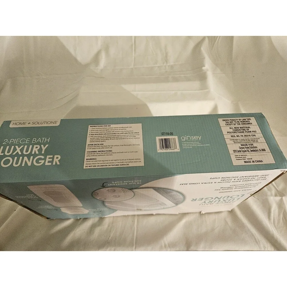 NEW Home Solutions 2-Piece White Bath Lounger Pillow Set Extra Soft Skid Resist